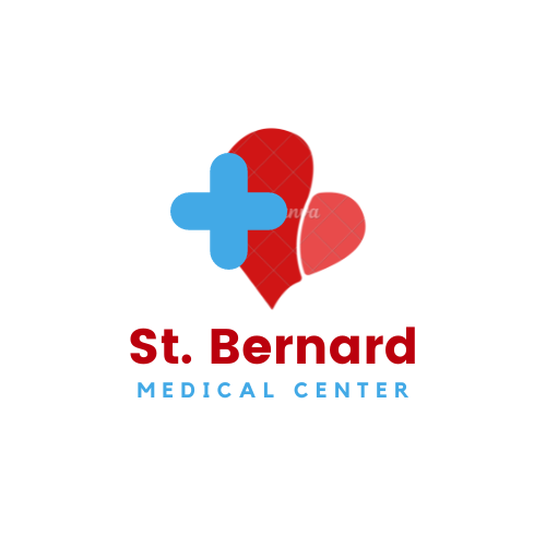 Red Blue Minimalist Heart Care Medical Logo St Bernard logo
